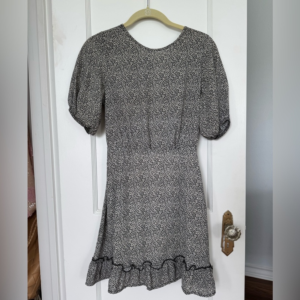 Sienna Sky Black and White Puff Sleeve A-Line Dress